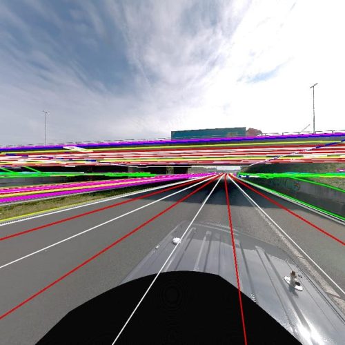 Overlay of panorama and extracted CAD linework (DTM), Kavel10, Mosaic X camera, RIEGL